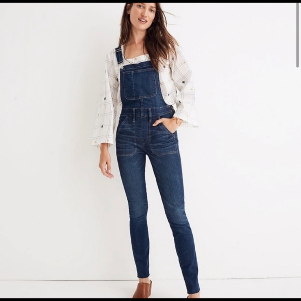 madewell skinny denim overalls M
